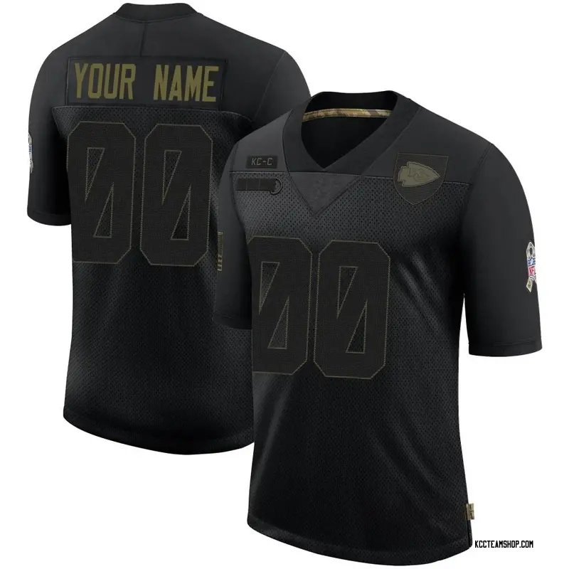 Men's Custom Kansas City Chiefs 2020 Salute To Service Jersey - Black ...