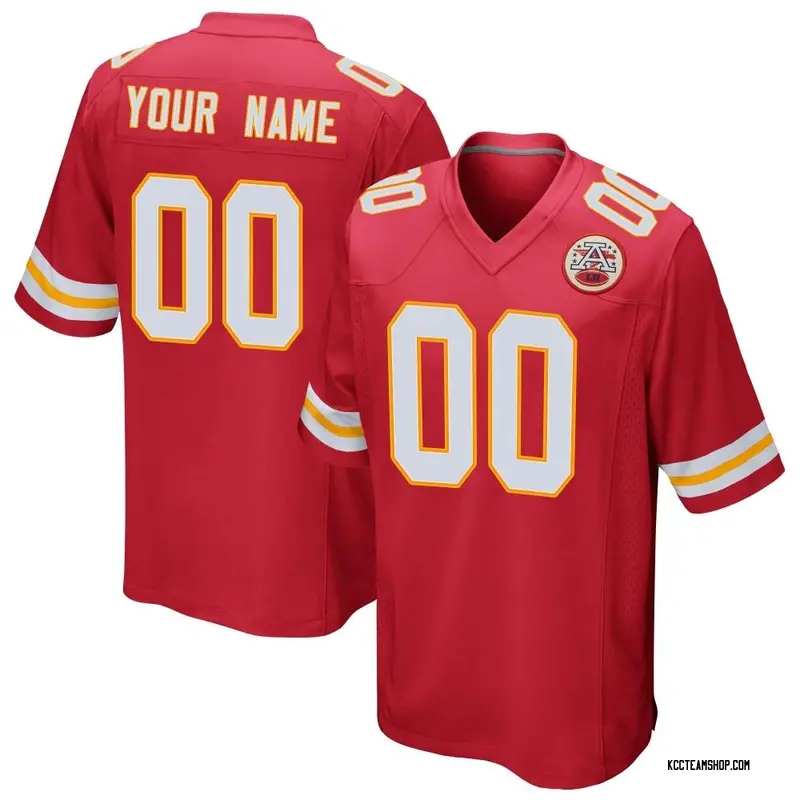 Youth Custom Kansas City Chiefs Team Color Jersey - Red Game